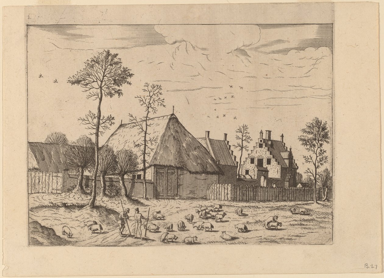 Skjul med stuga av Johannes van Doetechum, the Elder and Lucas
