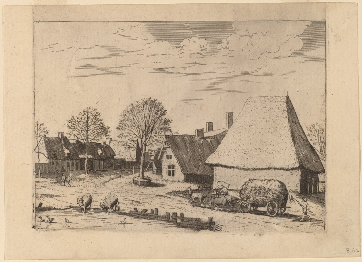 Bygata med hövagn av Johannes van Doetechum, the Elder and Lucas