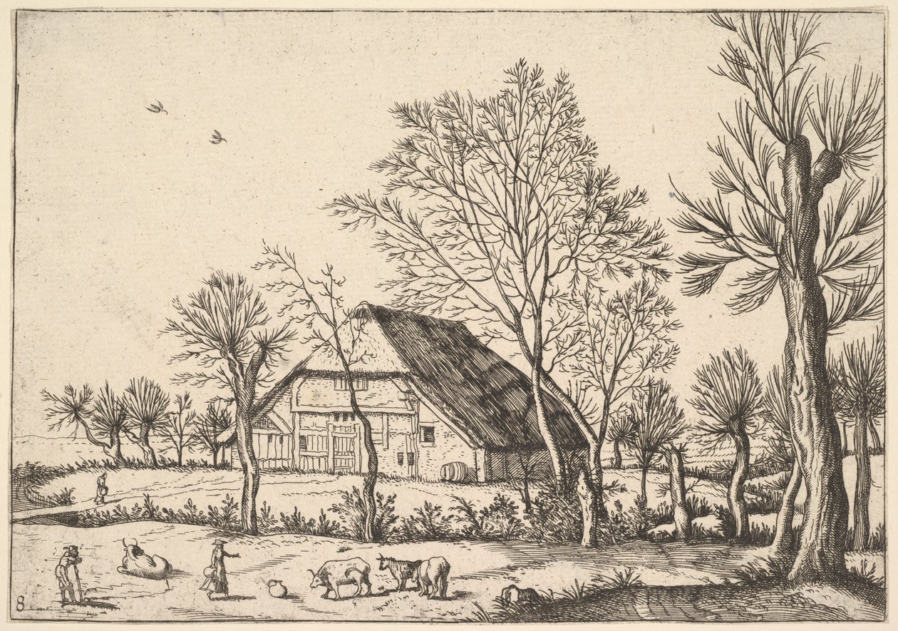 Gård, från De små landskapen, 1559-61. av Johannes van Doetecum I