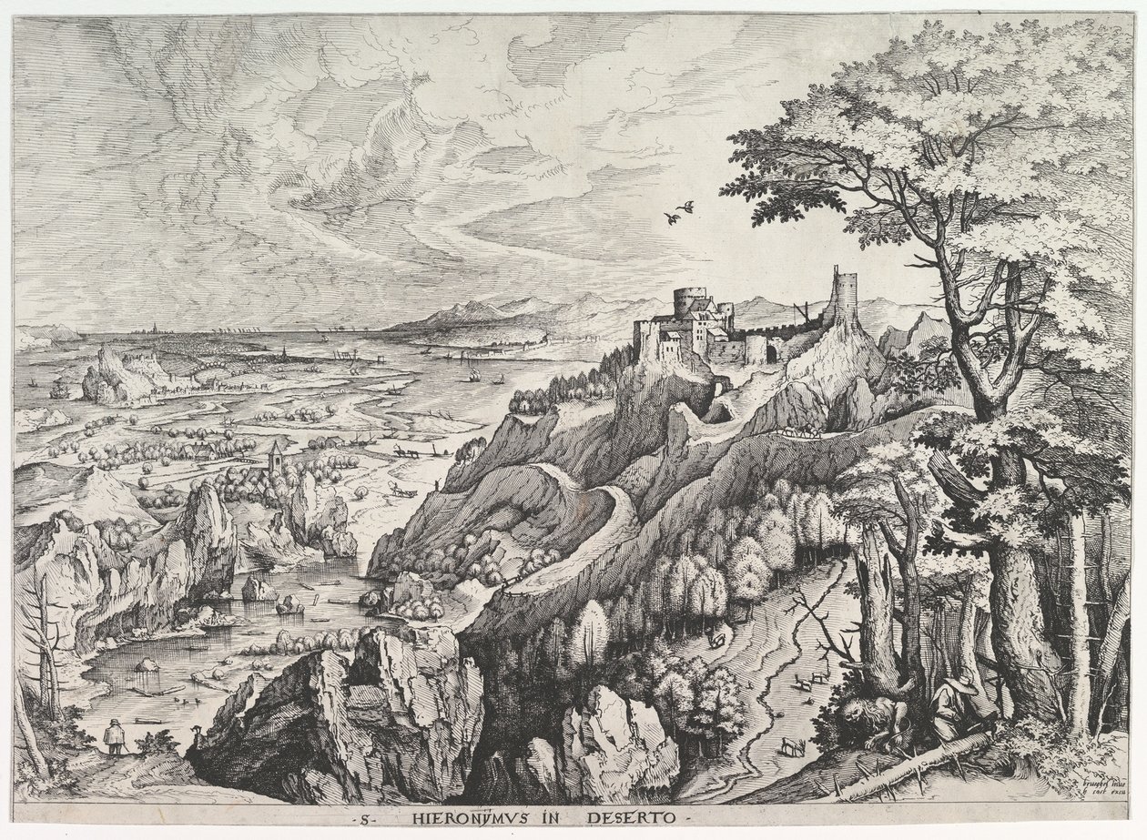 St. Hieronymus i vildmarken S. Hieronymus i Deserto från The Large Landscapes, ca. 1555-56. av Johannes van Doetecum I