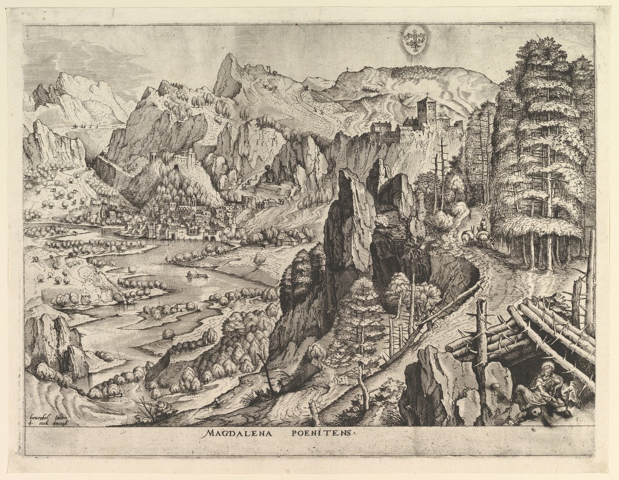 Den ångerfulla Magdalena Magdalena poenitens från De stora landskapen, ca. 1555-56. av Johannes van Doetecum I