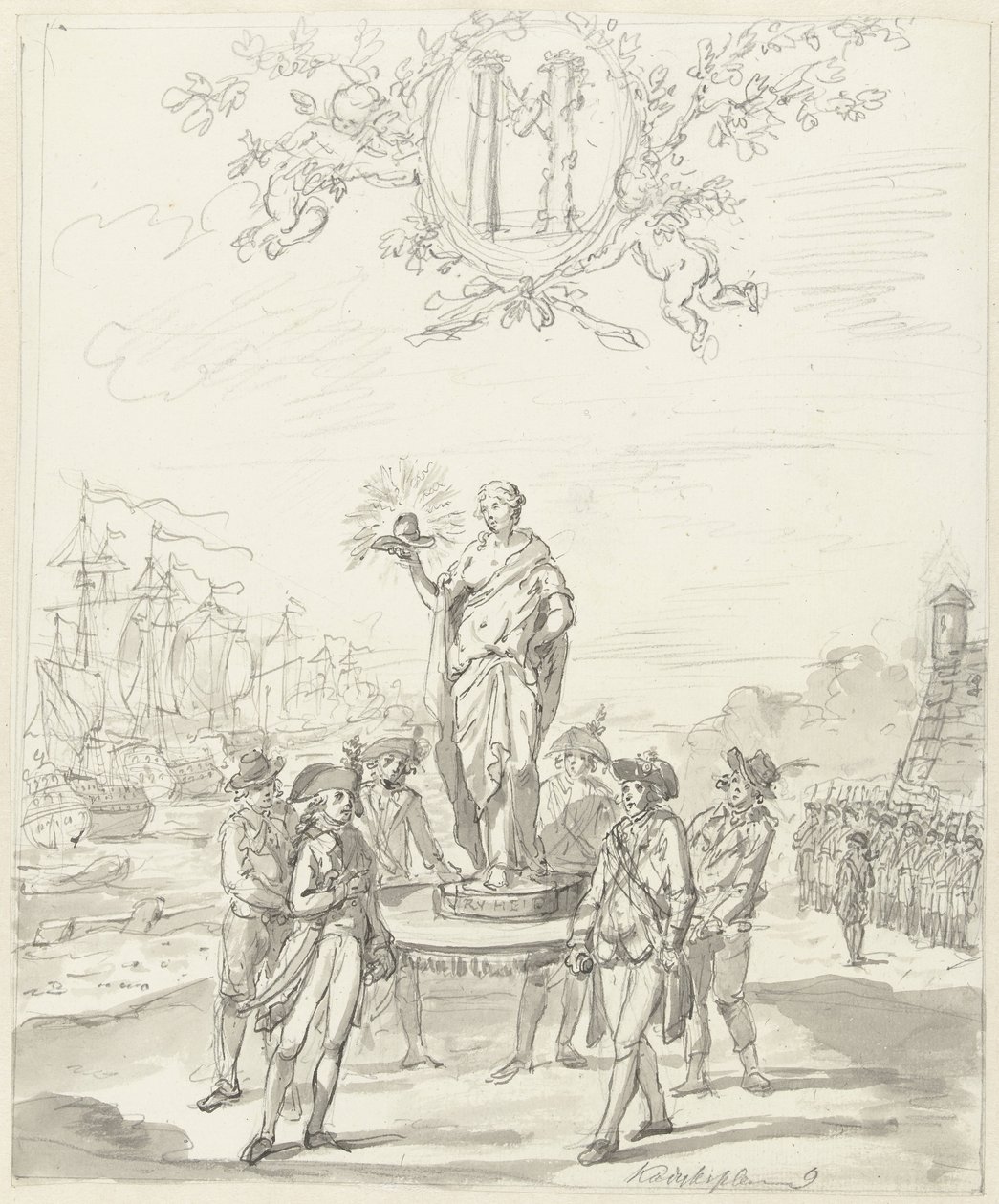 General Arms, dekoration på Kadijksplein, 1795 av Johannes van Dregt (rejected attribution)