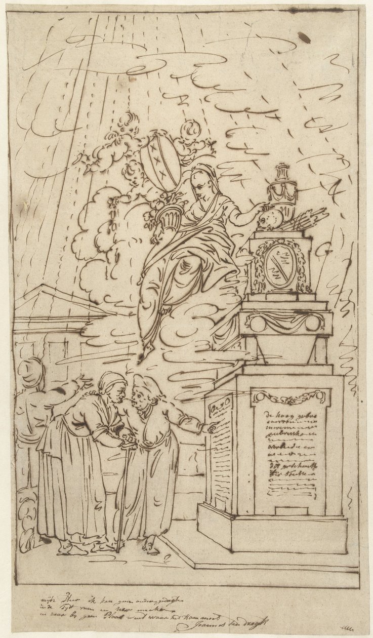Figurer vid ett begravningsmonument av Johannes van Dregt