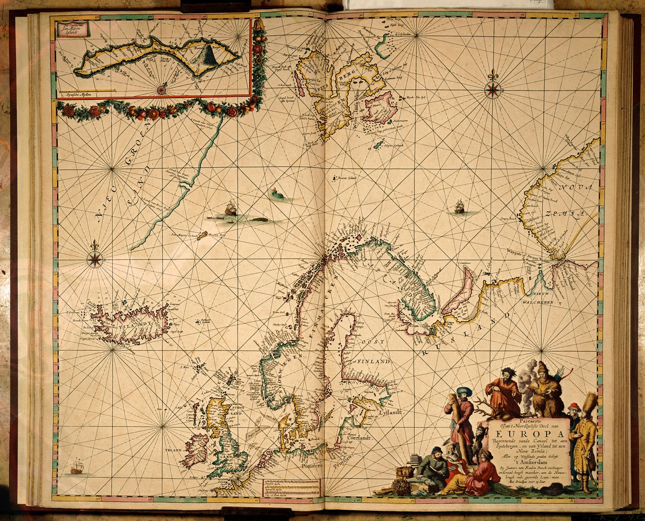 Karta över norra Europa (handfärgad gravyr) av Johannes van Keulen
