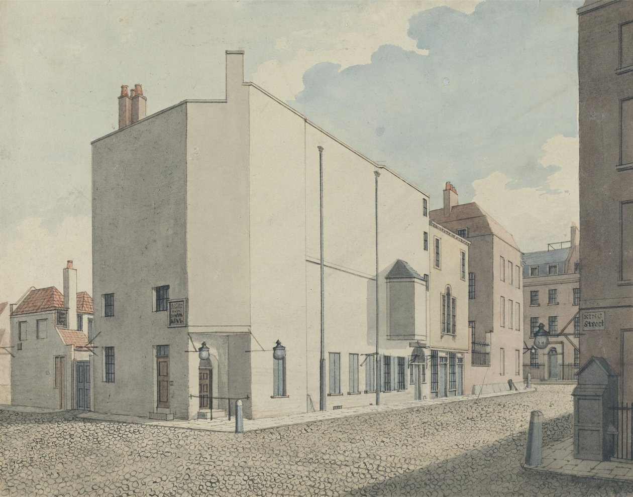 Ritning för Argyll Concert Rooms, Regent Street, London, ca 1819-20 (wc över grafit på papper) av John Nash