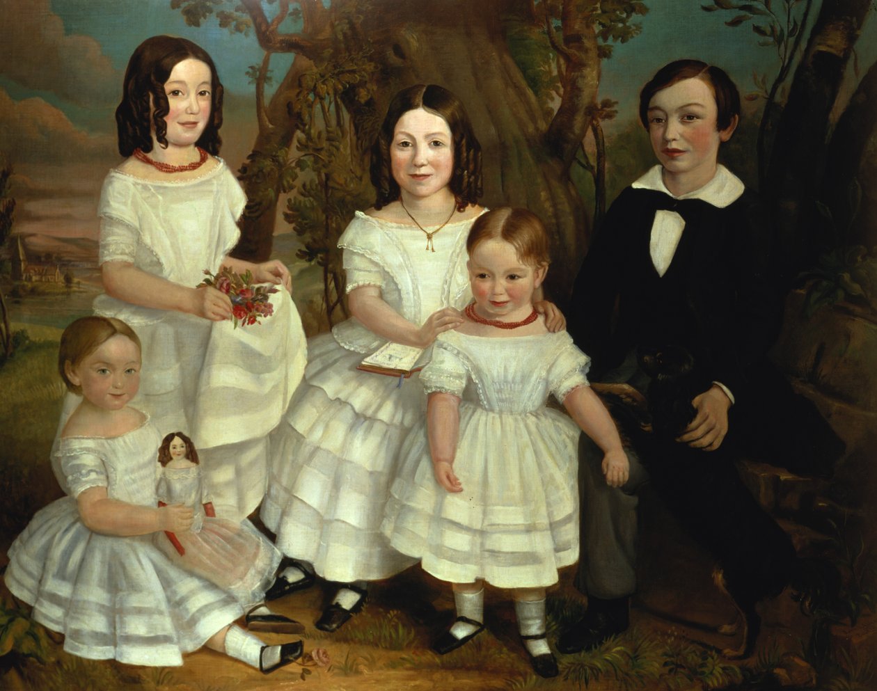 Porträtt av en pojke och hans fyra systrar, c.1830 av John A. Giles