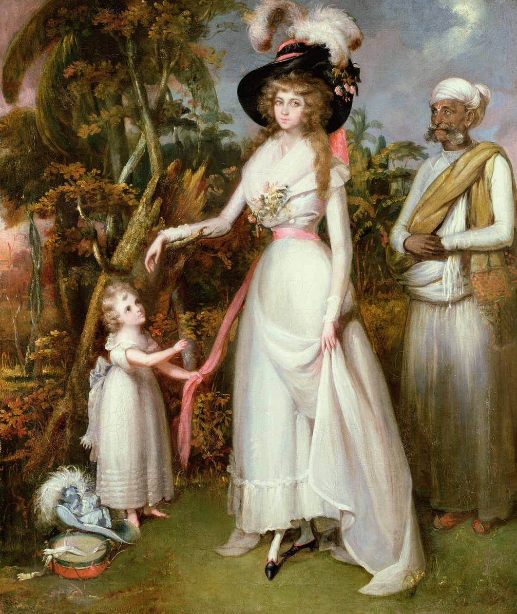 Mrs Graham av Kinross, hennes dotter och en Jamadar, c.1786 av John Alefounder