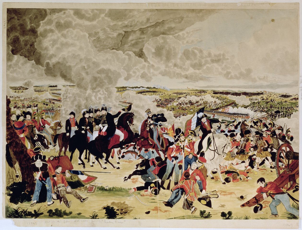 Slaget vid Waterloo, 18 juni 1815, från The Sunday Times, 21 juli 1888 (wc på papper) av John Alkinson