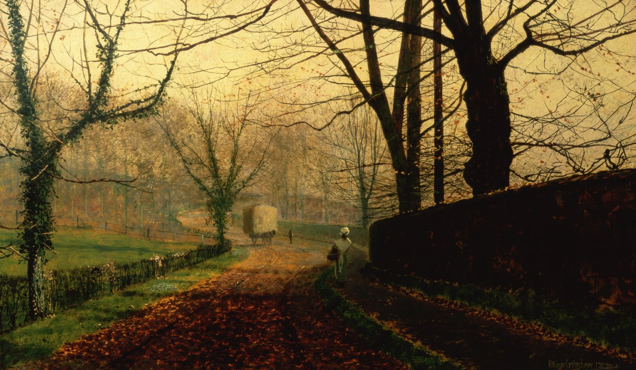 Autumn Sunshine, Stapleton Park nära Pontefract av John Atkinson Grimshaw