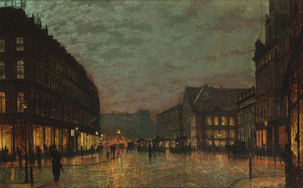 Boar Lane, Leeds, by lamplight av John Atkinson Grimshaw