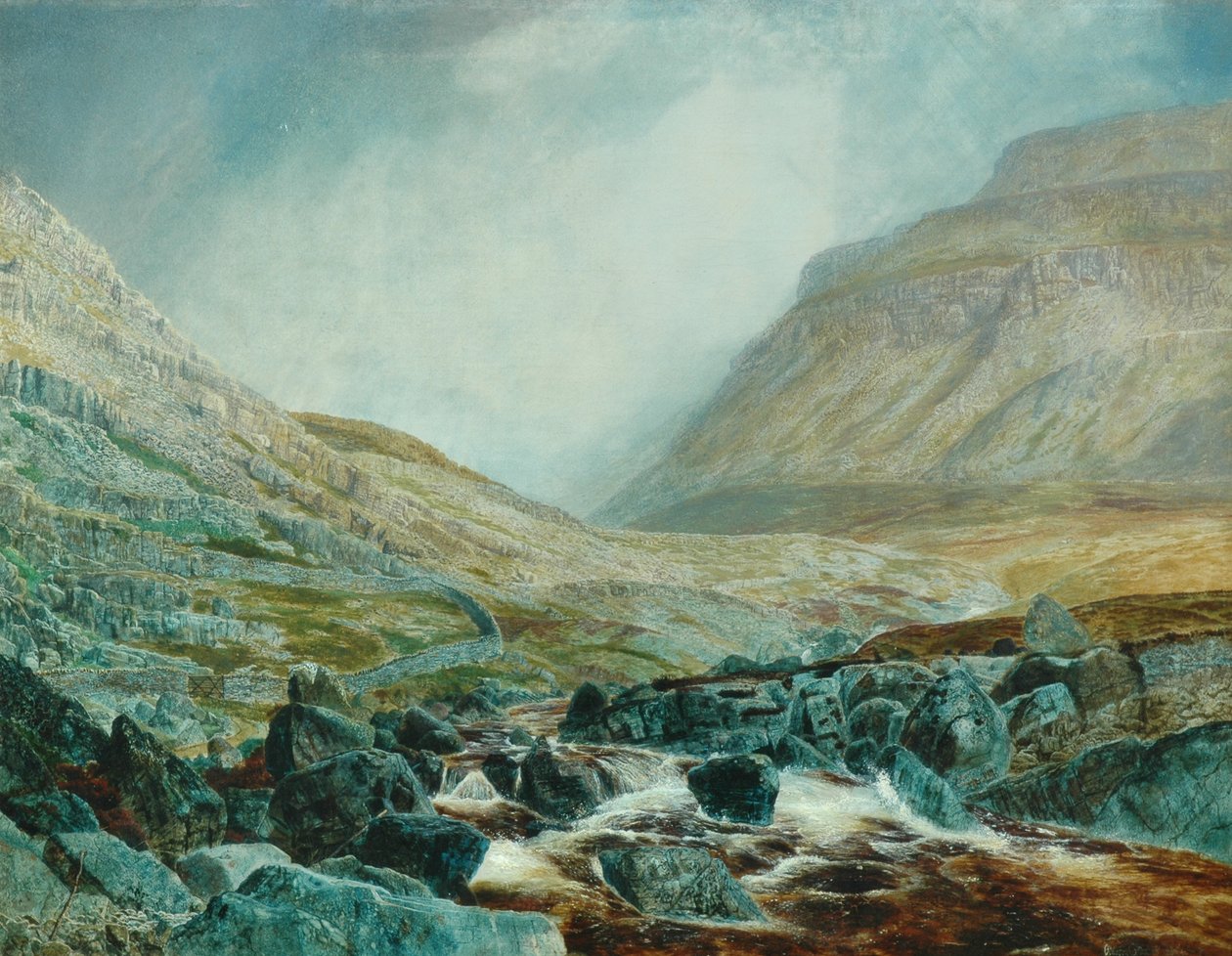 Ingleborough från under White Scar, Yorkshire Limestone Strata, 1868 av John Atkinson Grimshaw