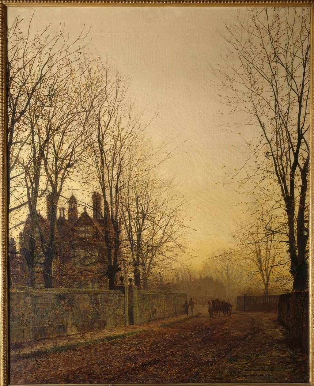 J.A.Grimshaw, Den sista vagnen / målning, 1886 av John Atkinson Grimshaw