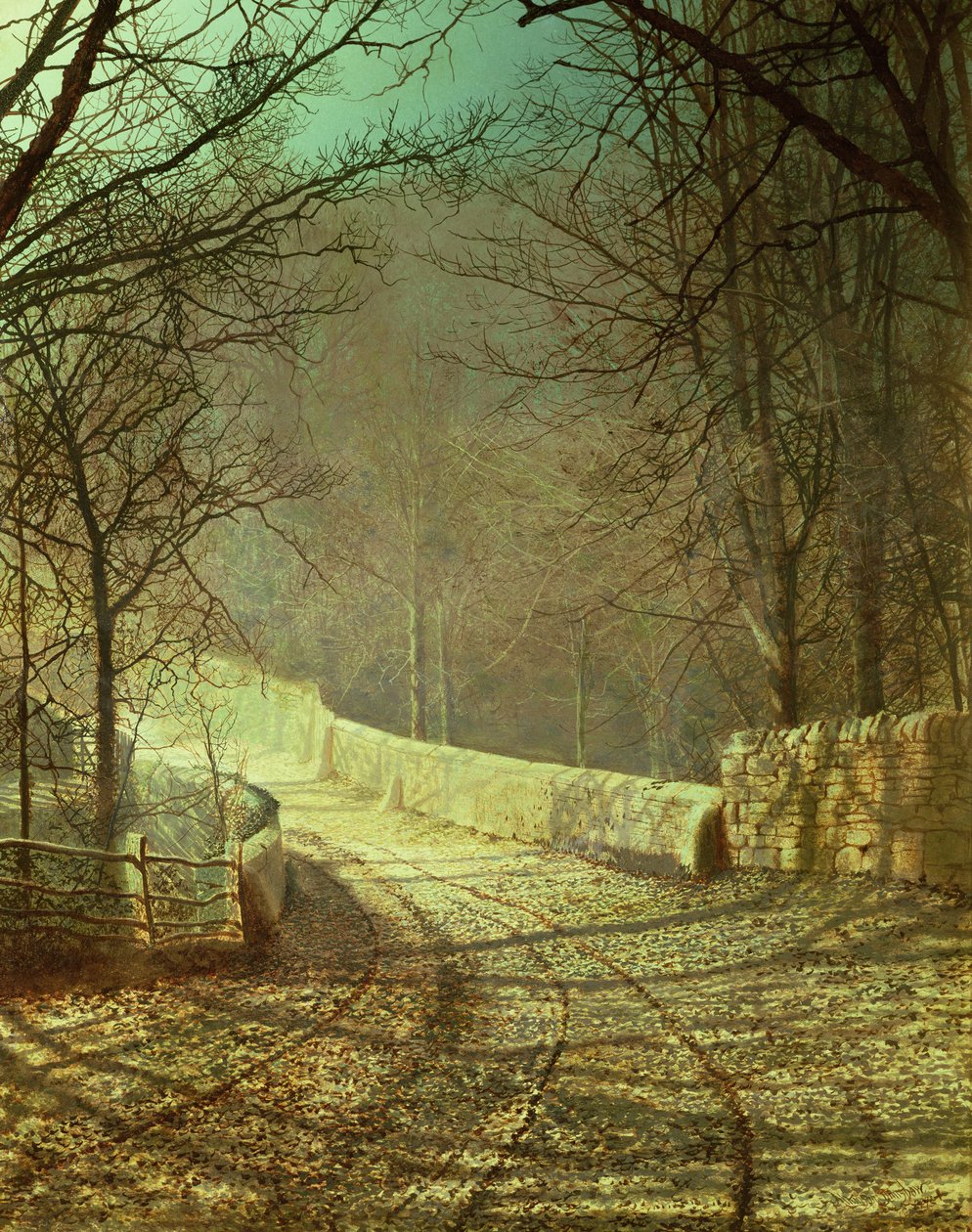Solsken genom vinterträden av John Atkinson Grimshaw