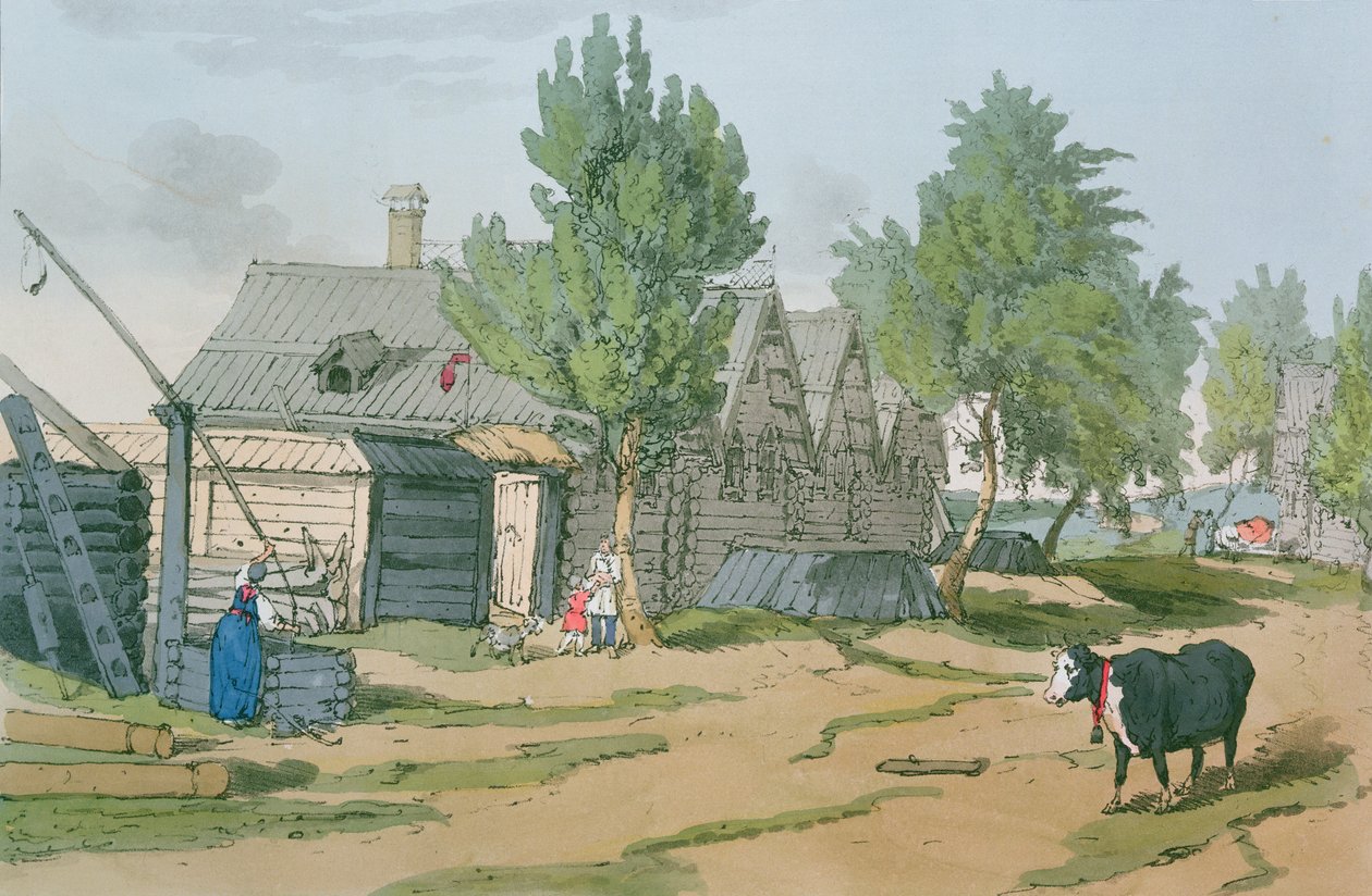 En rysk by, 1804 av John Augustus Atkinson