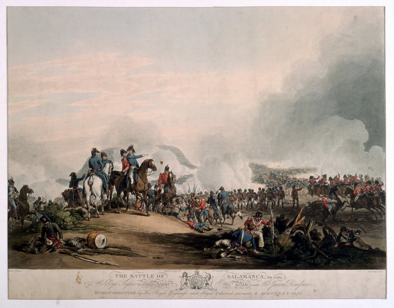 Slaget vid Salamanca, 22 juli 1812, graverad av G. Lewis, publicerad London, 1813 (färgad akvatint) av John Augustus Atkinson