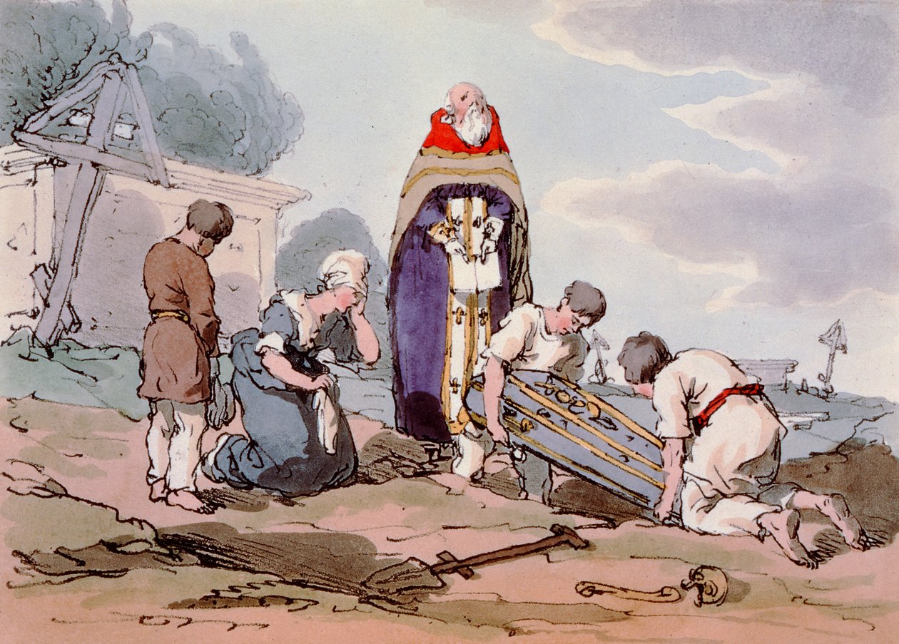 Begravning, etsad av konstnären, publicerad 1804 av John Augustus Atkinson
