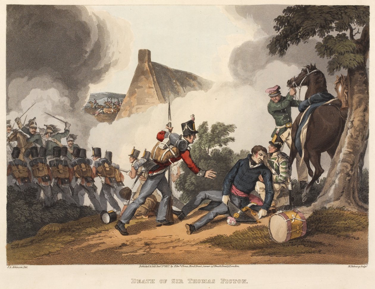 Sir Thomas Pictons död, graverad av M. Dubourg, 1819 (färgad akvatint) av John Augustus Atkinson