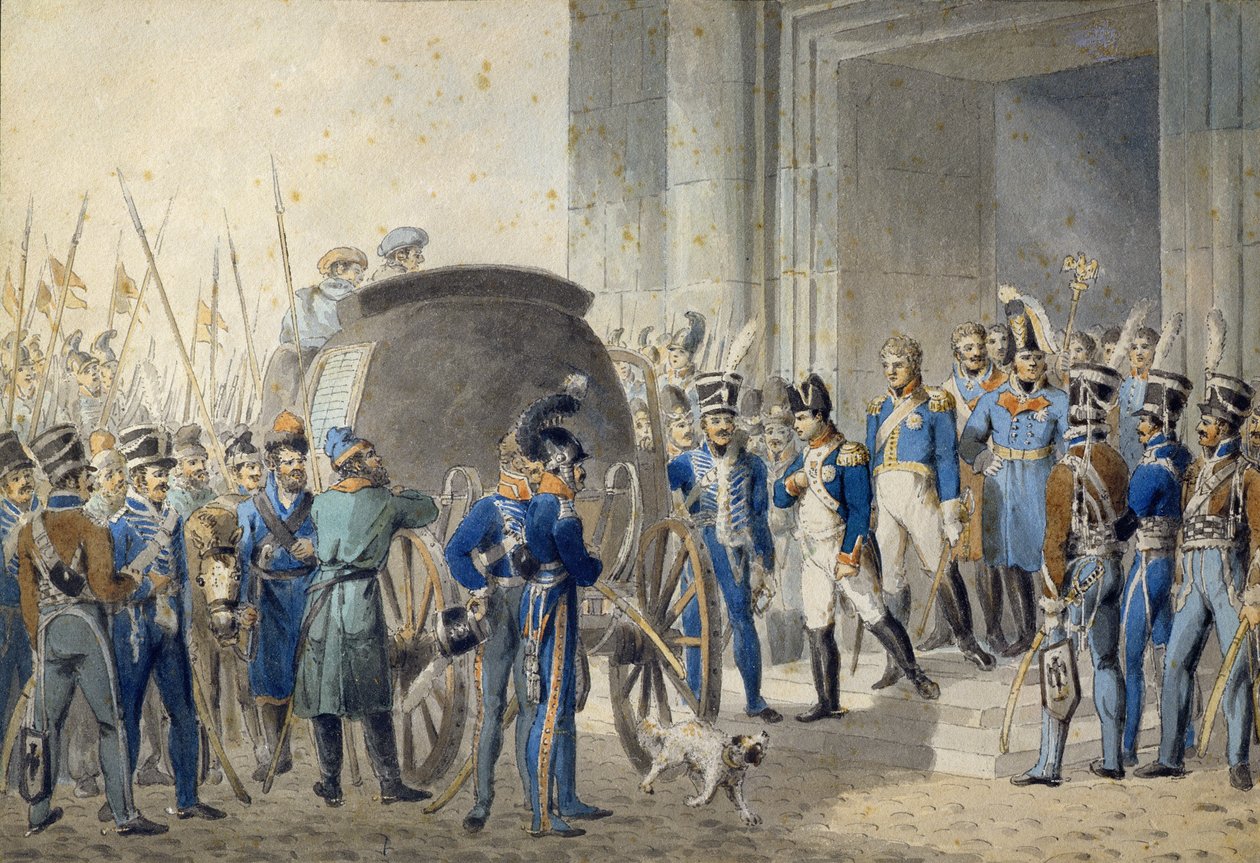 Napoleons (1769-1821) avresa till Elba av John Augustus Atkinson