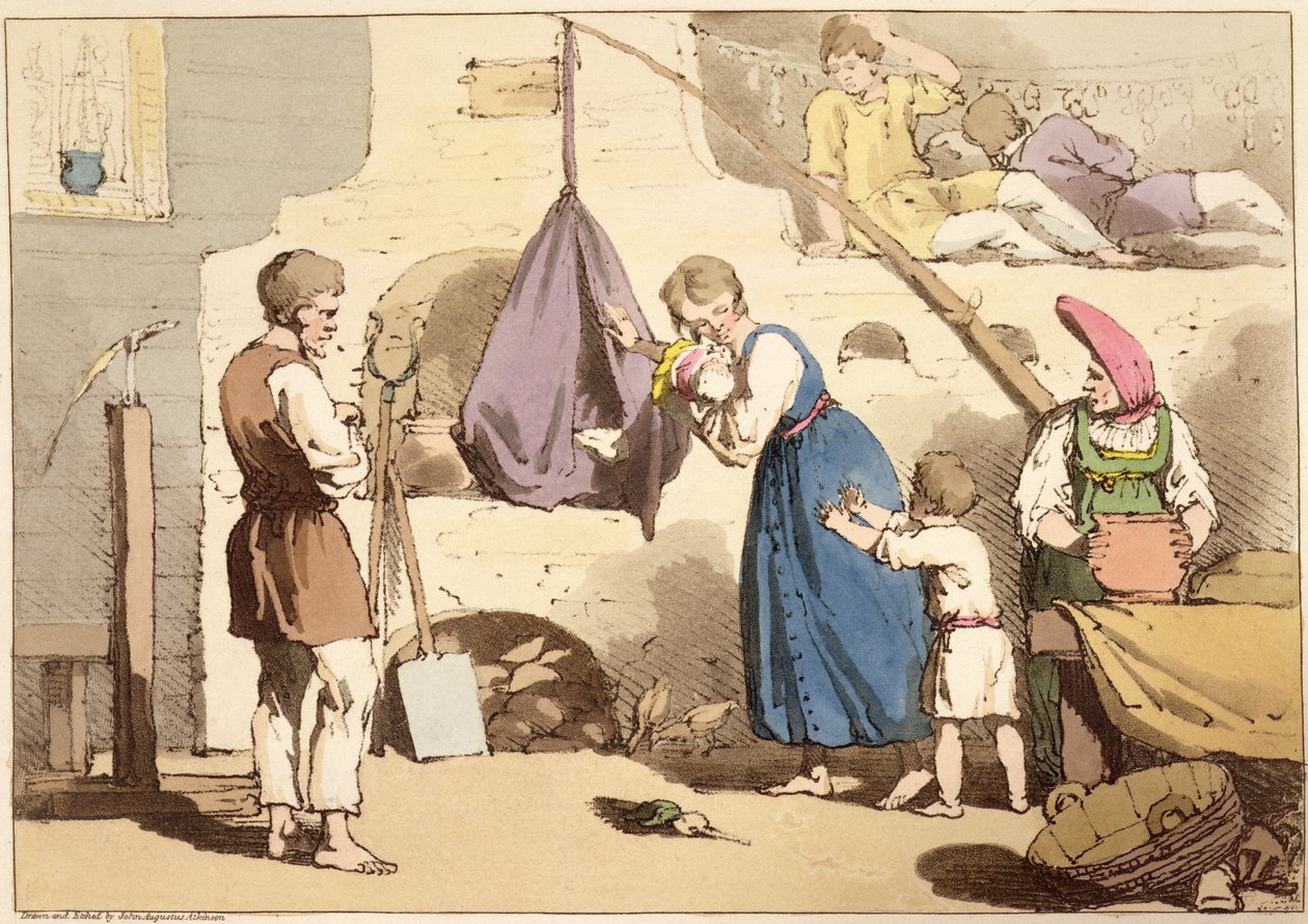 Isba, etsat av konstnären, publicerad 1803 av John Augustus Atkinson