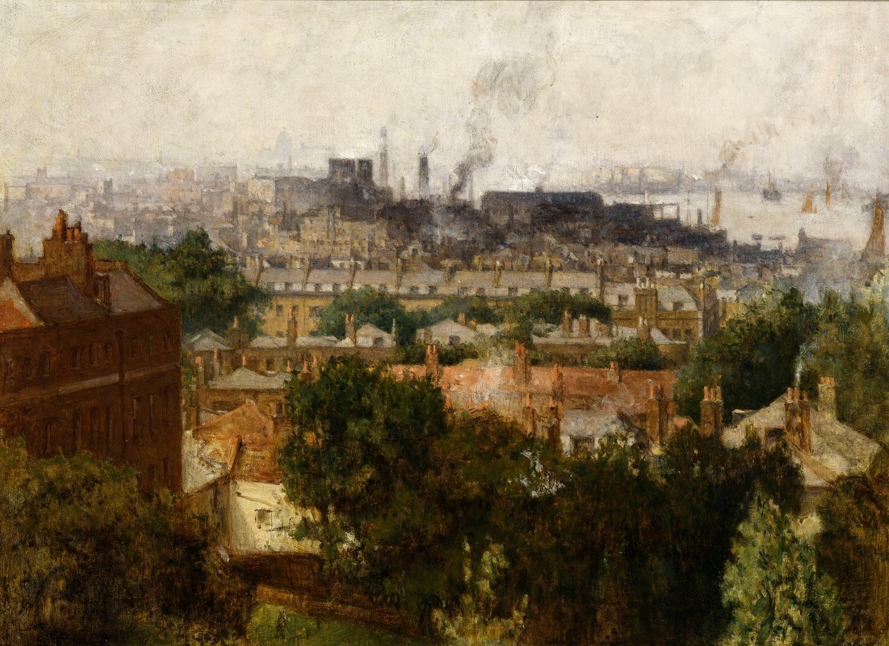 London och Themsen från Greenwich, ca 1890 av John Auldjo