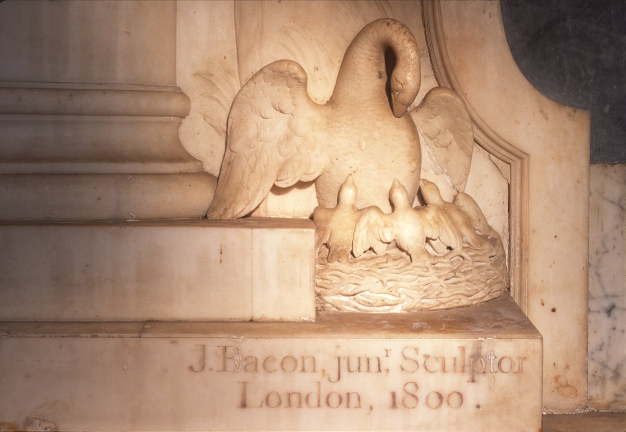Detalj av ett begravningsmonument, 1800 marmor av John Bacon