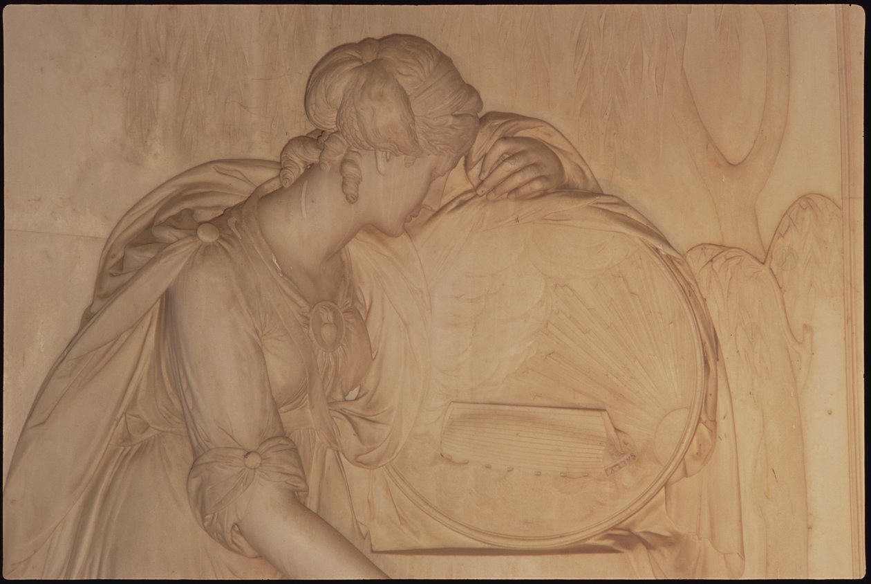 Detalj av ett begravningsmonument, 1800 marmor av John Bacon