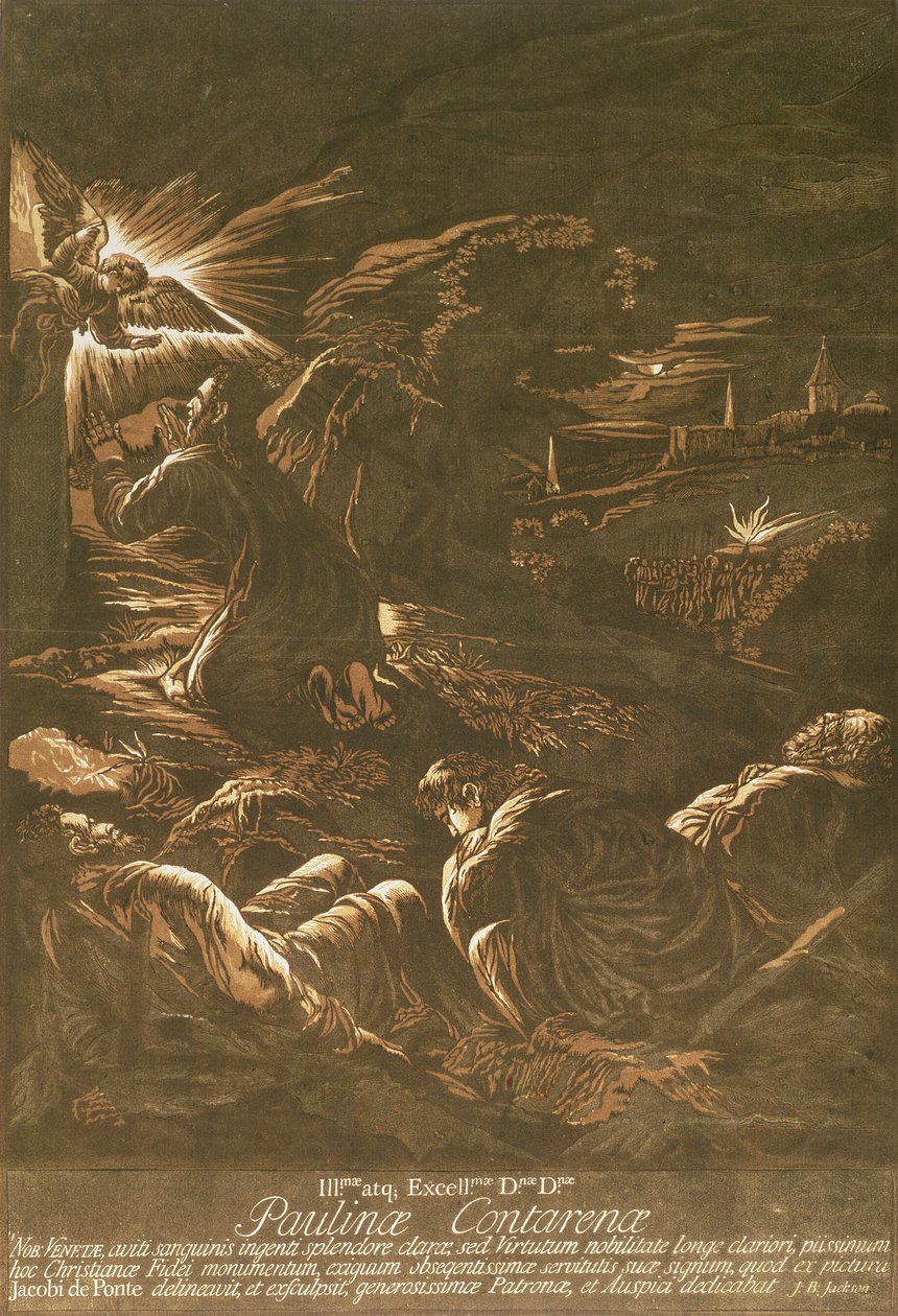 Bön om en kalk, c.1743 (trästick i färg) av John Baptist Jackson