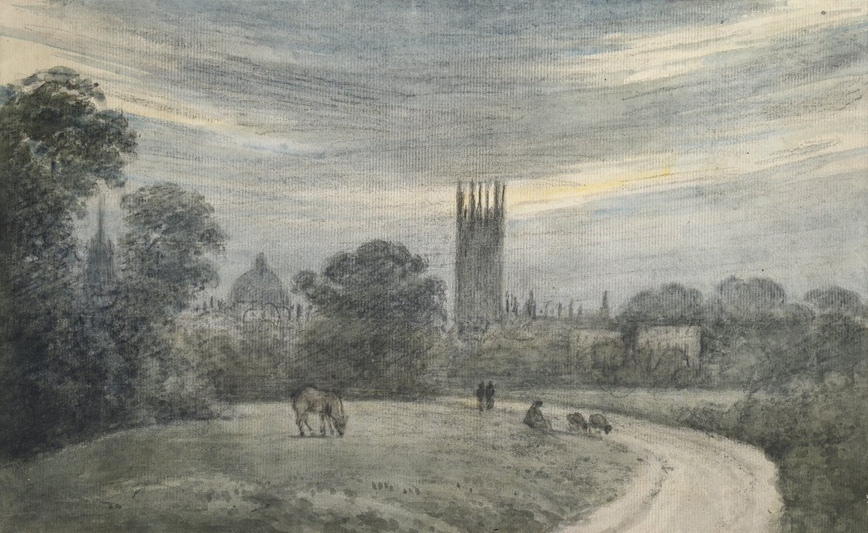 Ingången till Oxford från London, från minnet, 16 juli 1790 (akvarell över grafit, på papper) av John Baptist Malchair
