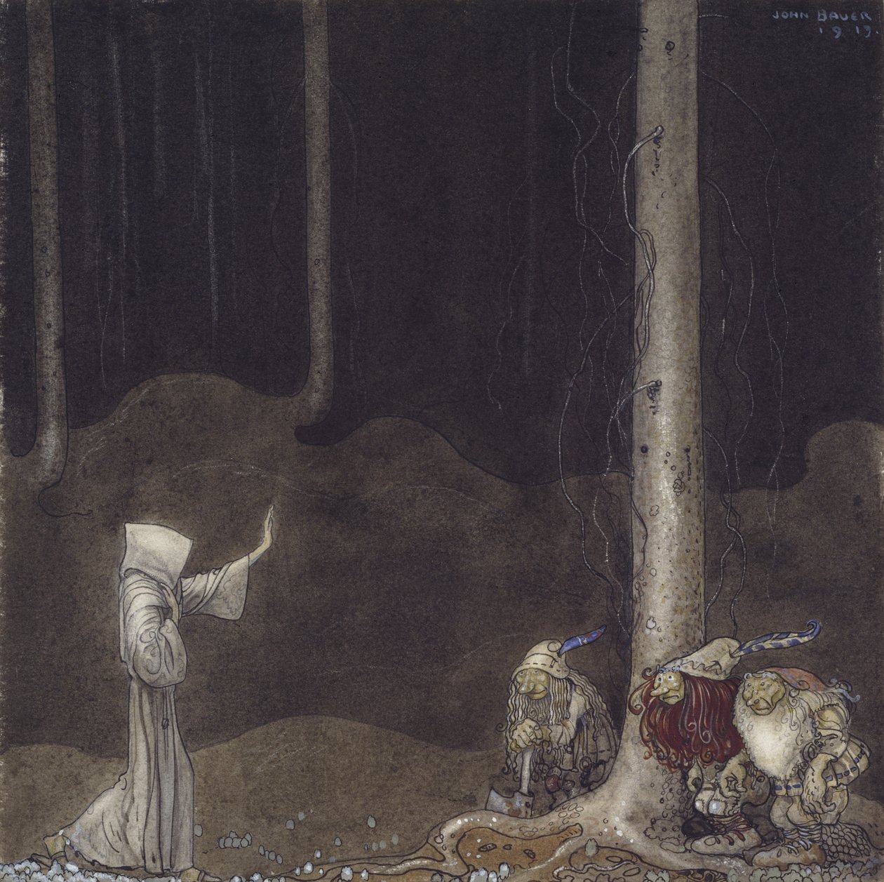Broder St. Martin och de tre trollen, 1913 (wc på papper) av John Bauer
