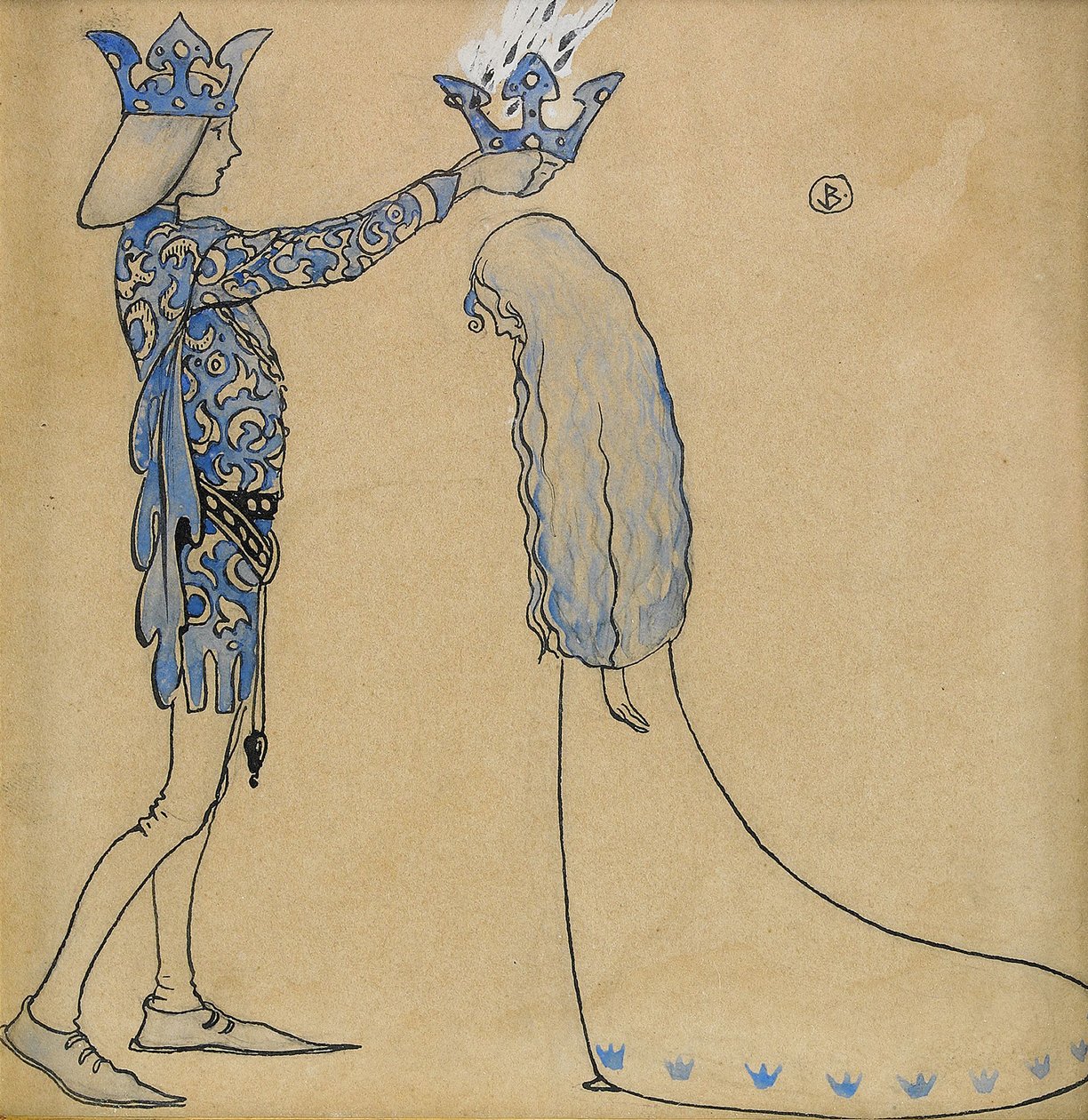 Darefter satte prinsen en krona av guld pa hennes huvud av John Bauer