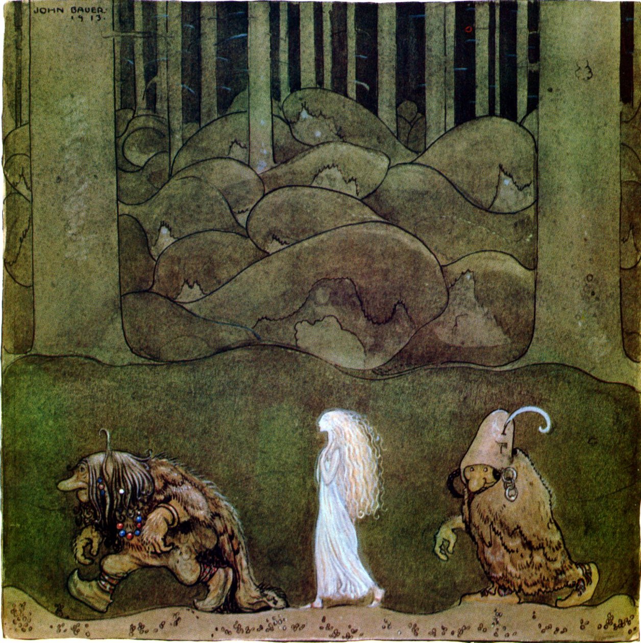 One summers evening they went with Bianca Maria deep into the forest av John Bauer