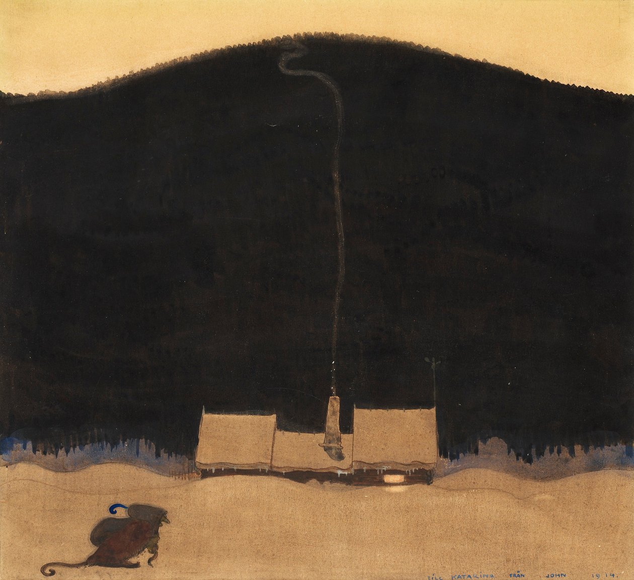 Stugan vid bergets fot The cottage at the foot of the mountain, av John Bauer
