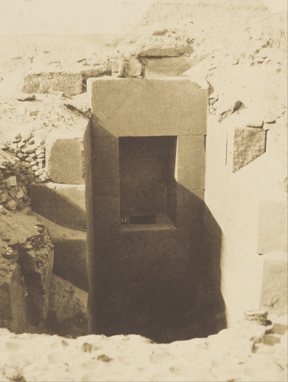 (Pyramides de Giseh, Travaux de M. Mariette, Porte de Granit Découverte à Gauche du Sphinx Excavatio... av John Beasly Greene