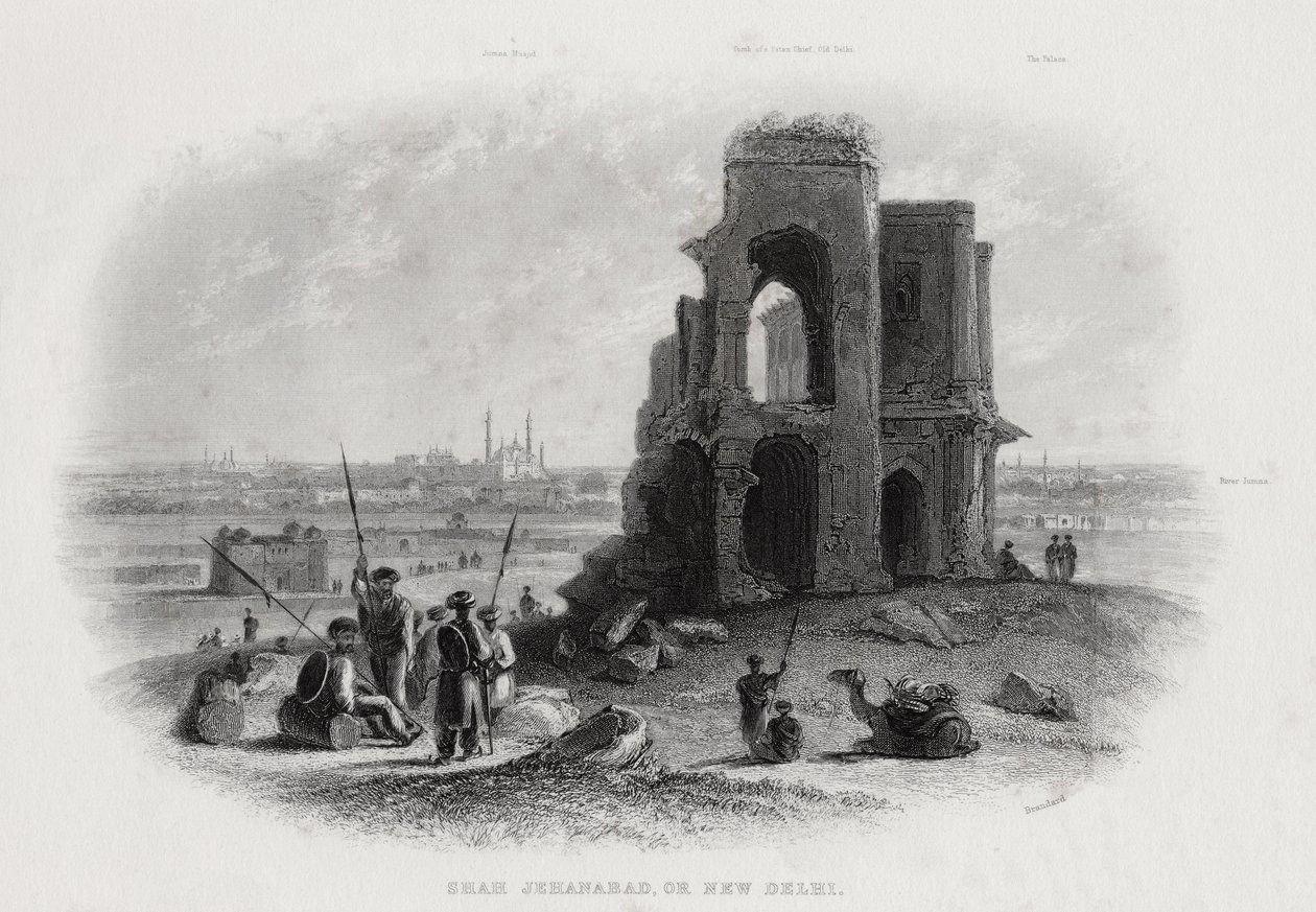 Shah Jehanabad och New Delhi, Indien av John Brandard