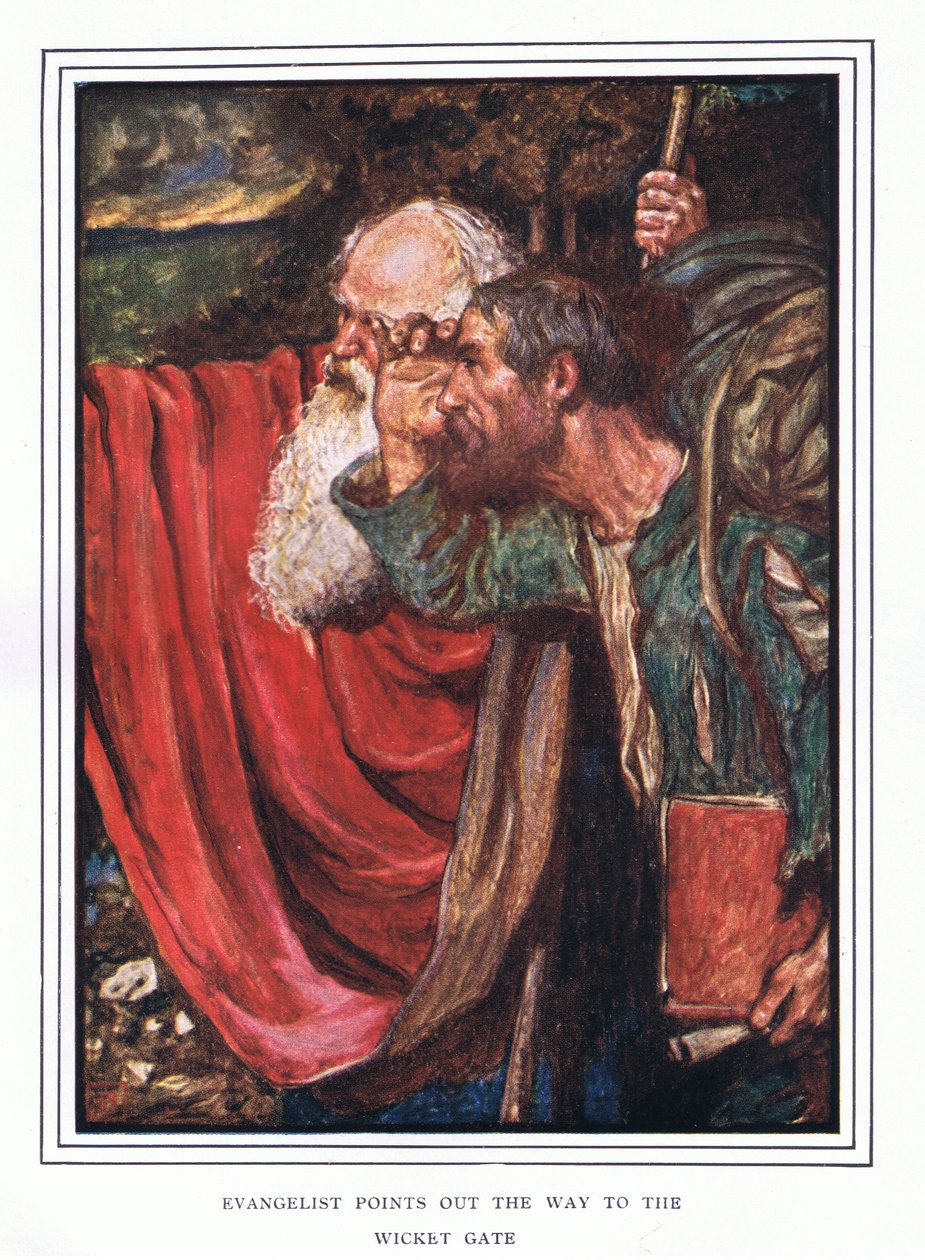 Evangelist pekar ut vägen till grinden av John Byam Liston Shaw