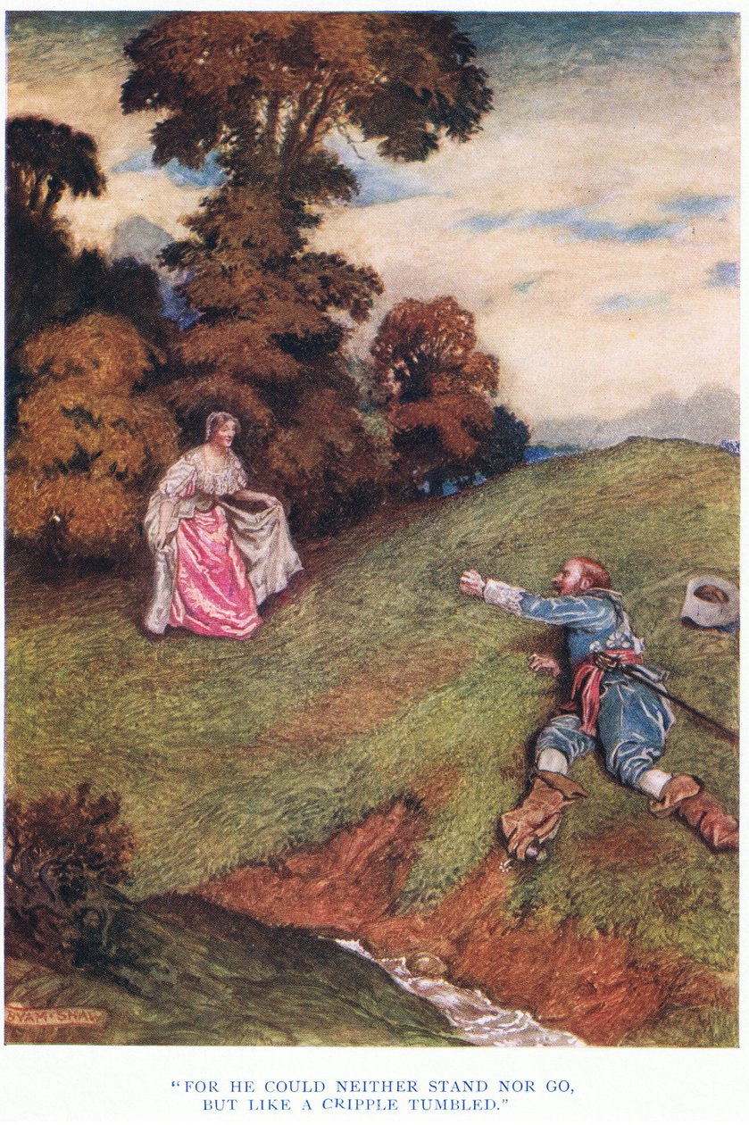 För han kunde varken stå eller gå, utan som en krympling tumlade, 1928 av John Byam Liston Shaw