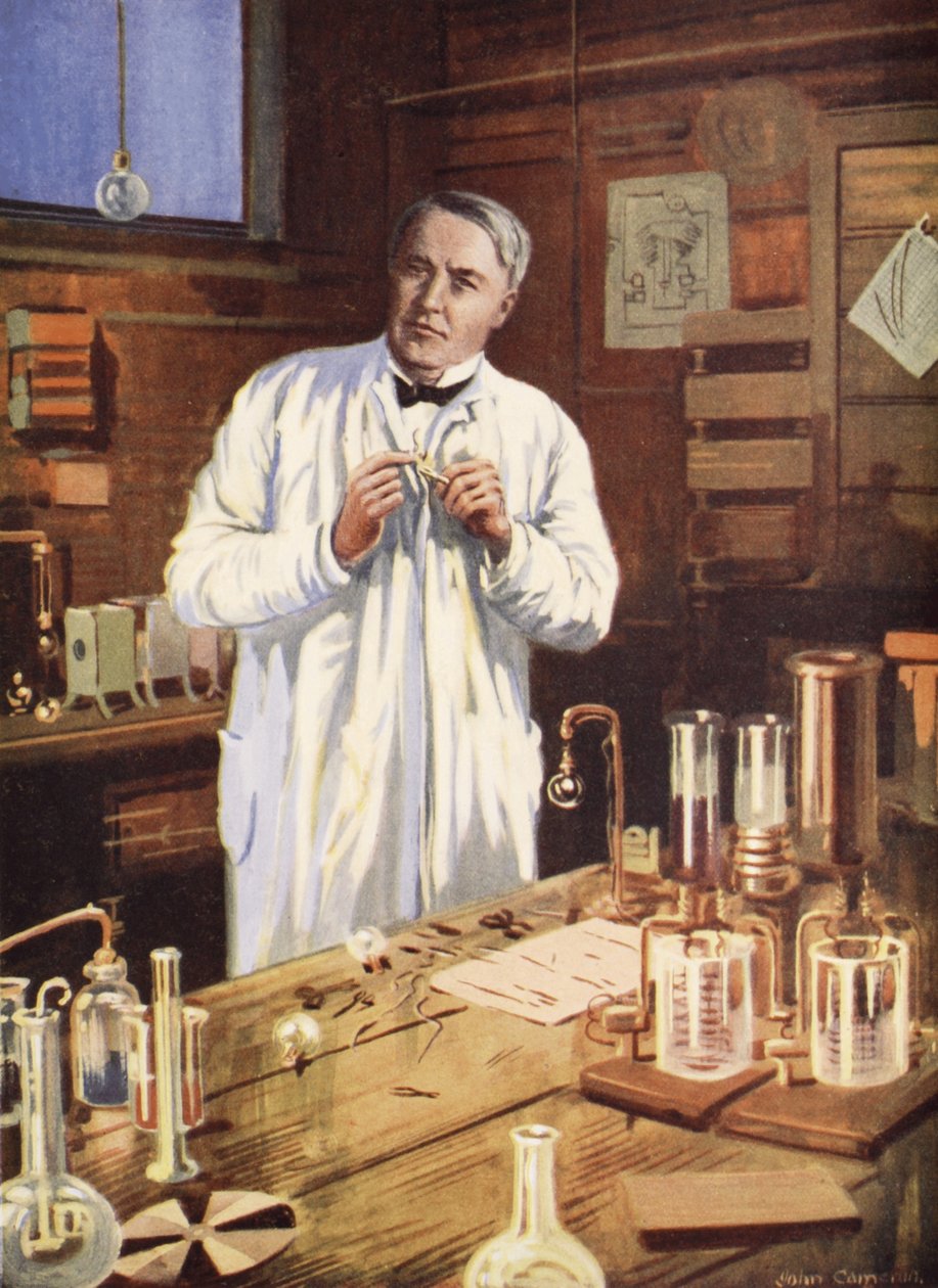 Thomas Edison i sin verkstad av John Cameron