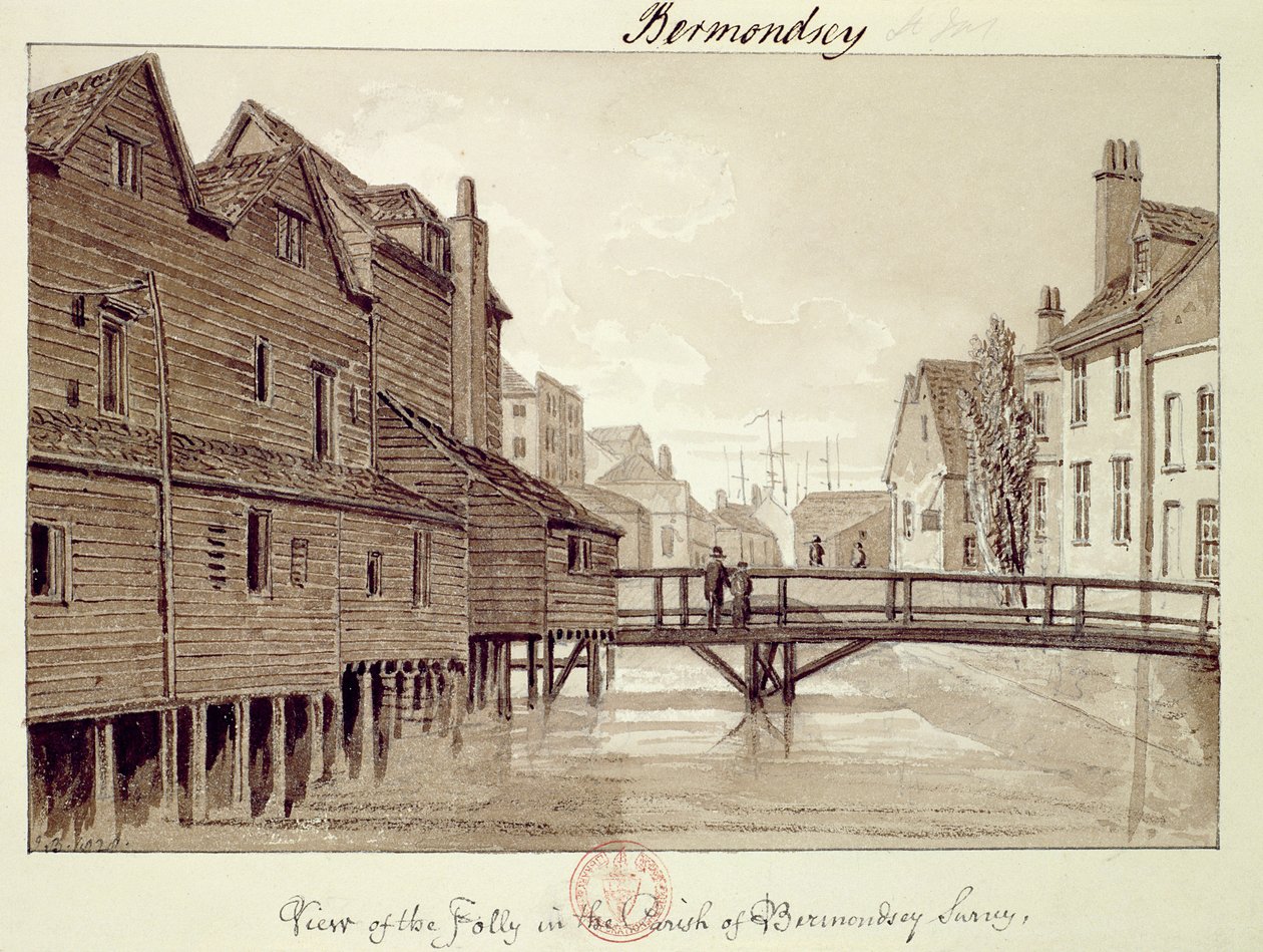 View of the Folly, Dockhead, Bermondsey, 1828 från 