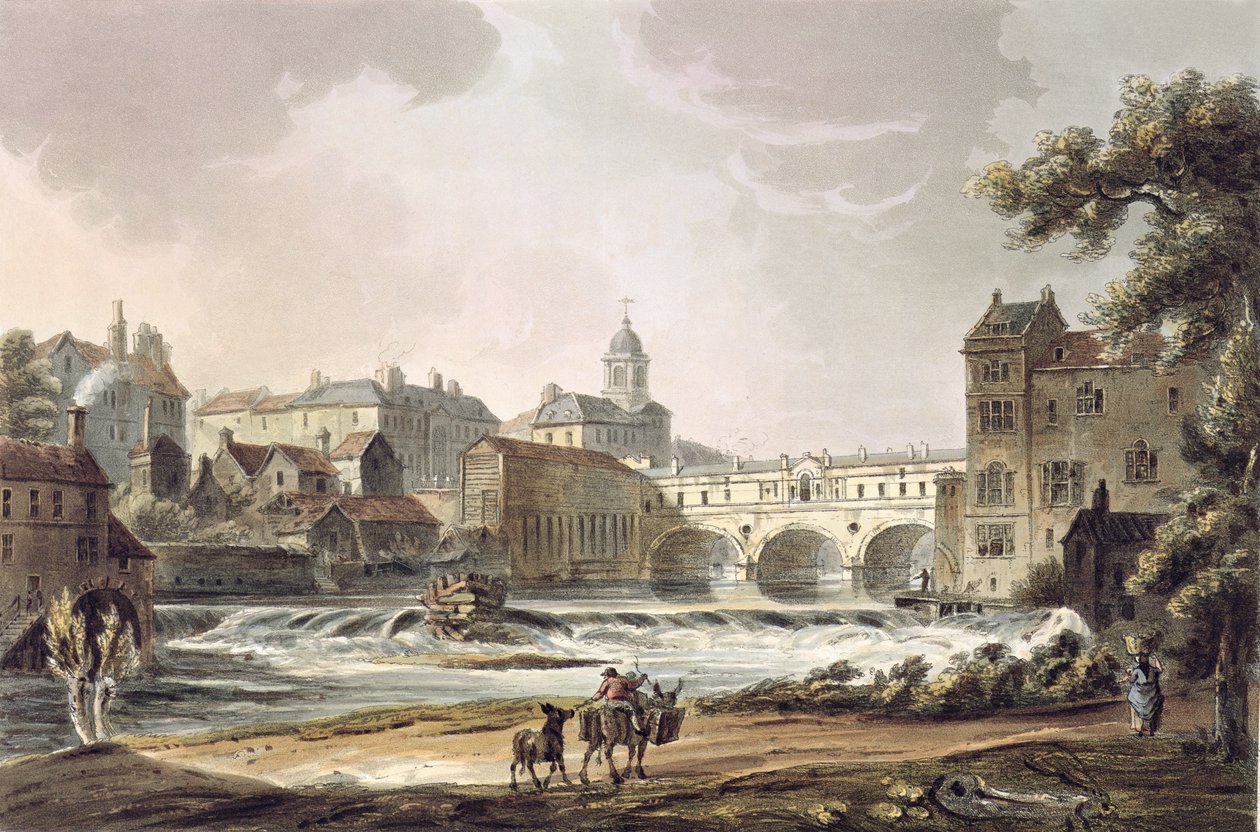 New Bridge, från "Bath Illustrated by a Series of Views", graverad av John Hill (1770-1850), utgiven av William Miller, 1804 (akvatint). av John Claude Nattes