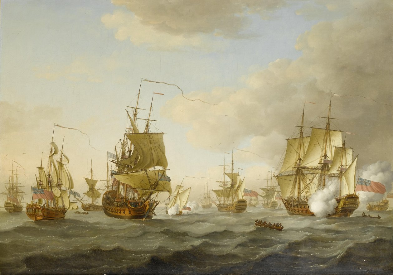 Admiral Byngs flotta kommer igång från Spithead av John Cleveley the elder