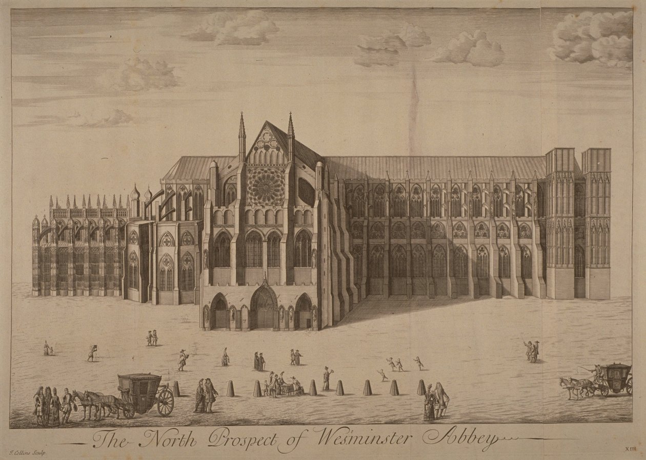 Vy över Westminster Abbey från norr, ca 1700 av John Collins