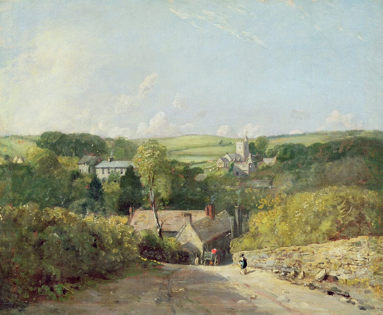 Utsikt över Osmington Village med kyrkan och prästgården, 1816 av John Constable