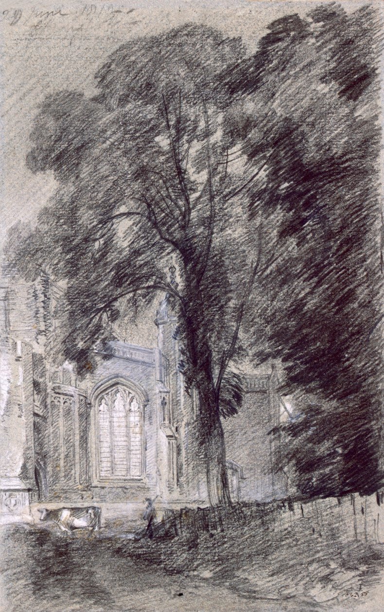 East Bergholt Church - West End (grafit på papper) av John Constable