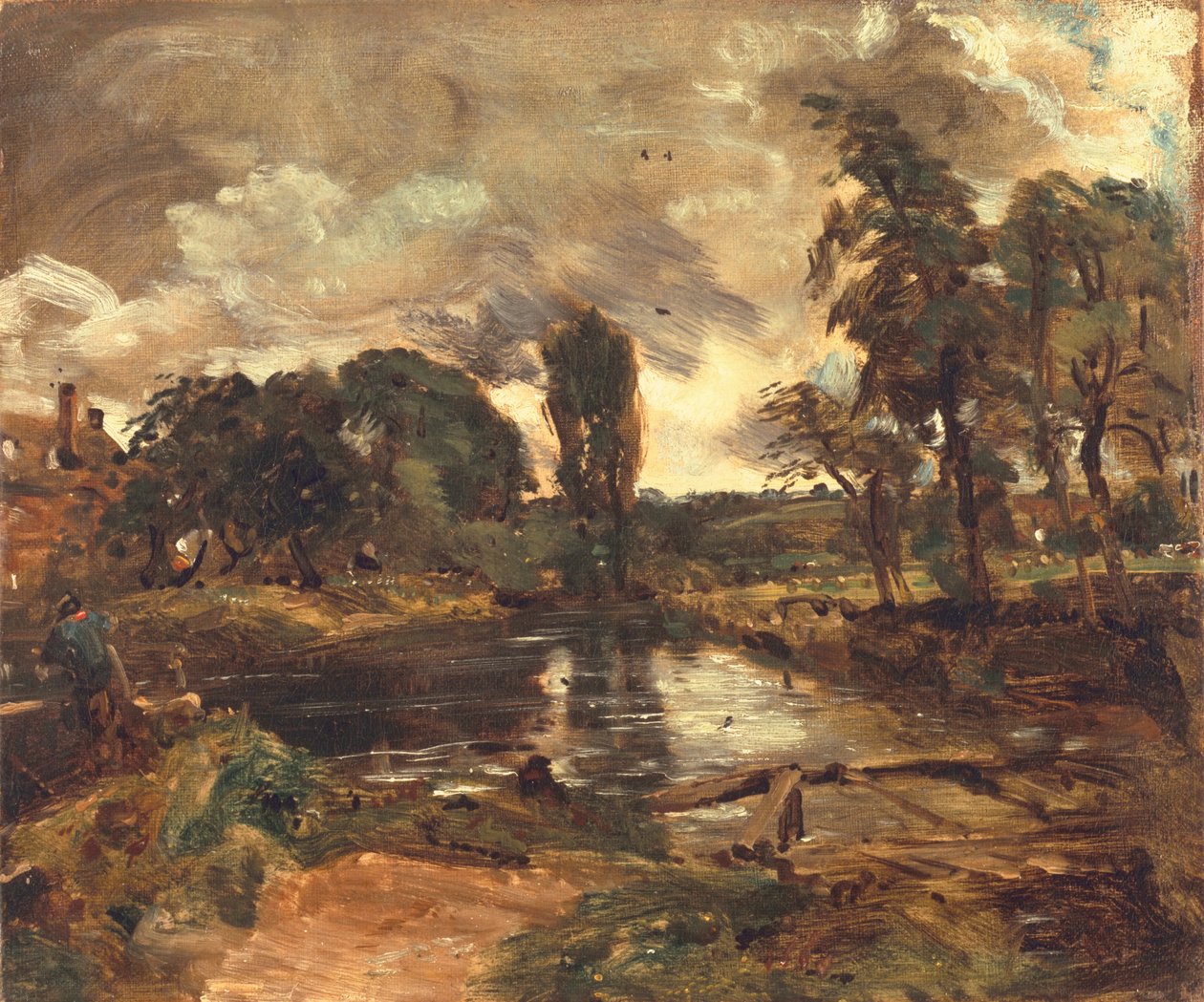 Flatford Mill från slussen, ca 1811 av John Constable