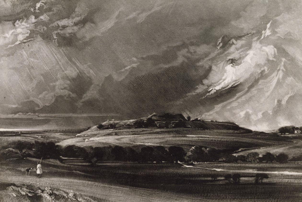 Old Sarum, graverad av David Lucas (1802-81) c.1829 (mezzotint) av John Constable