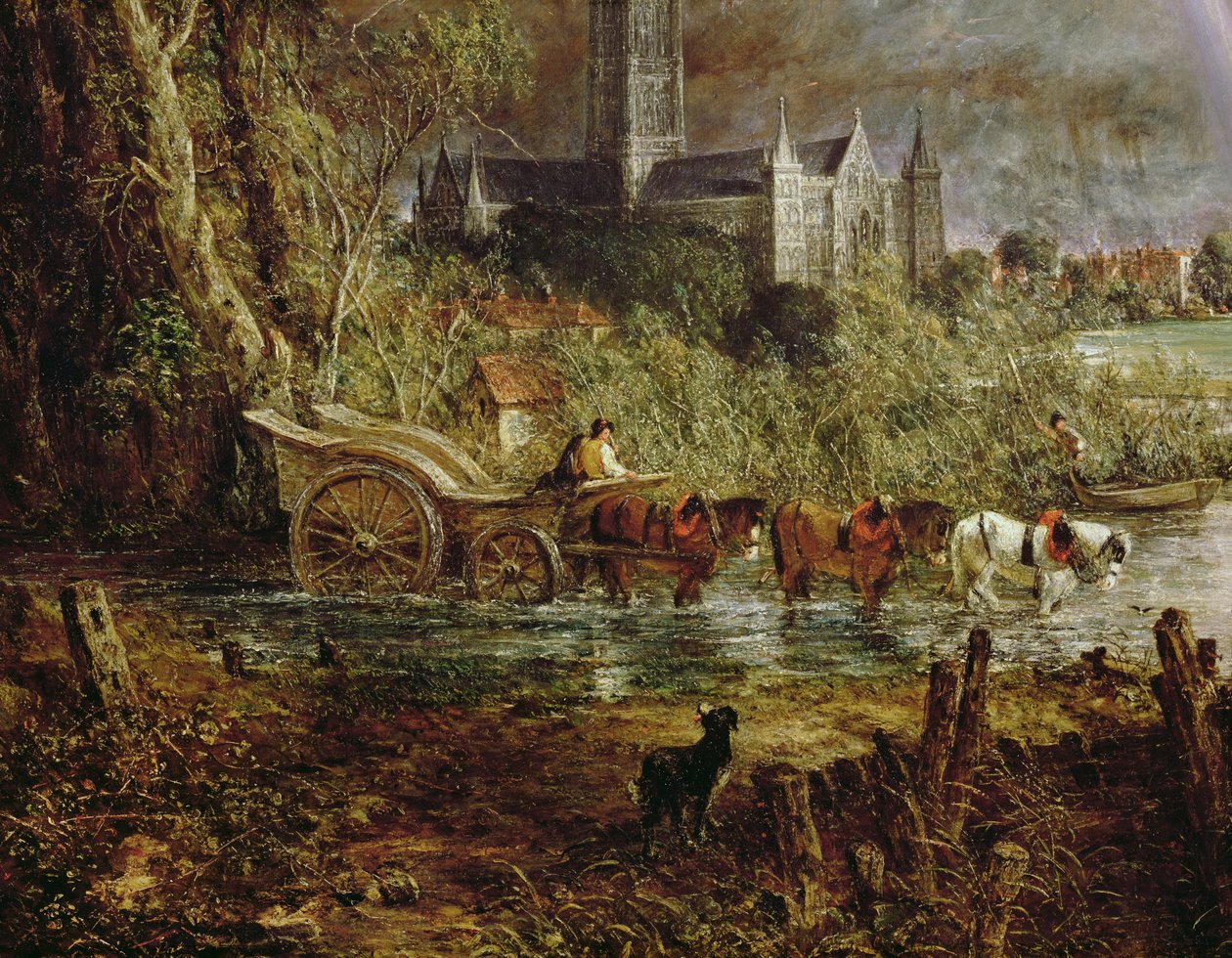 Salisbury Cathedral From the Meadows, 1831 detalj från 1560 av John Constable