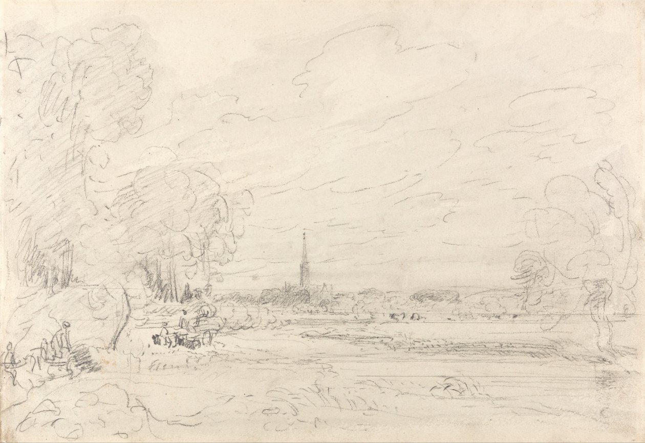 Salisbury Cathedral from the Meadows av John Constable
