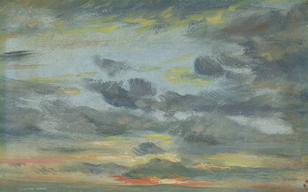 Sky Study, Sunset, 1821-22 (olja på papper) av John Constable