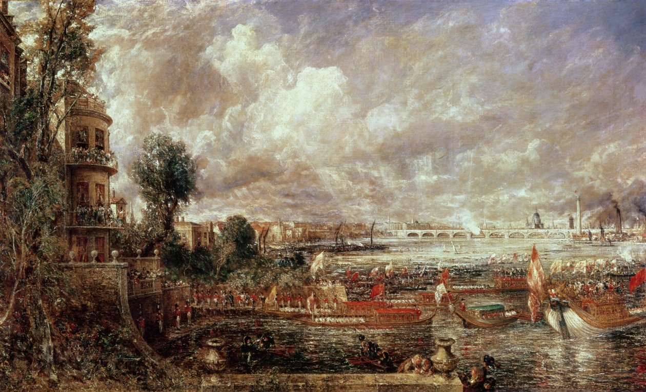 Invigningen av Waterloo Bridge, Whitehall Stairs, 18 juni 1817 av John Constable