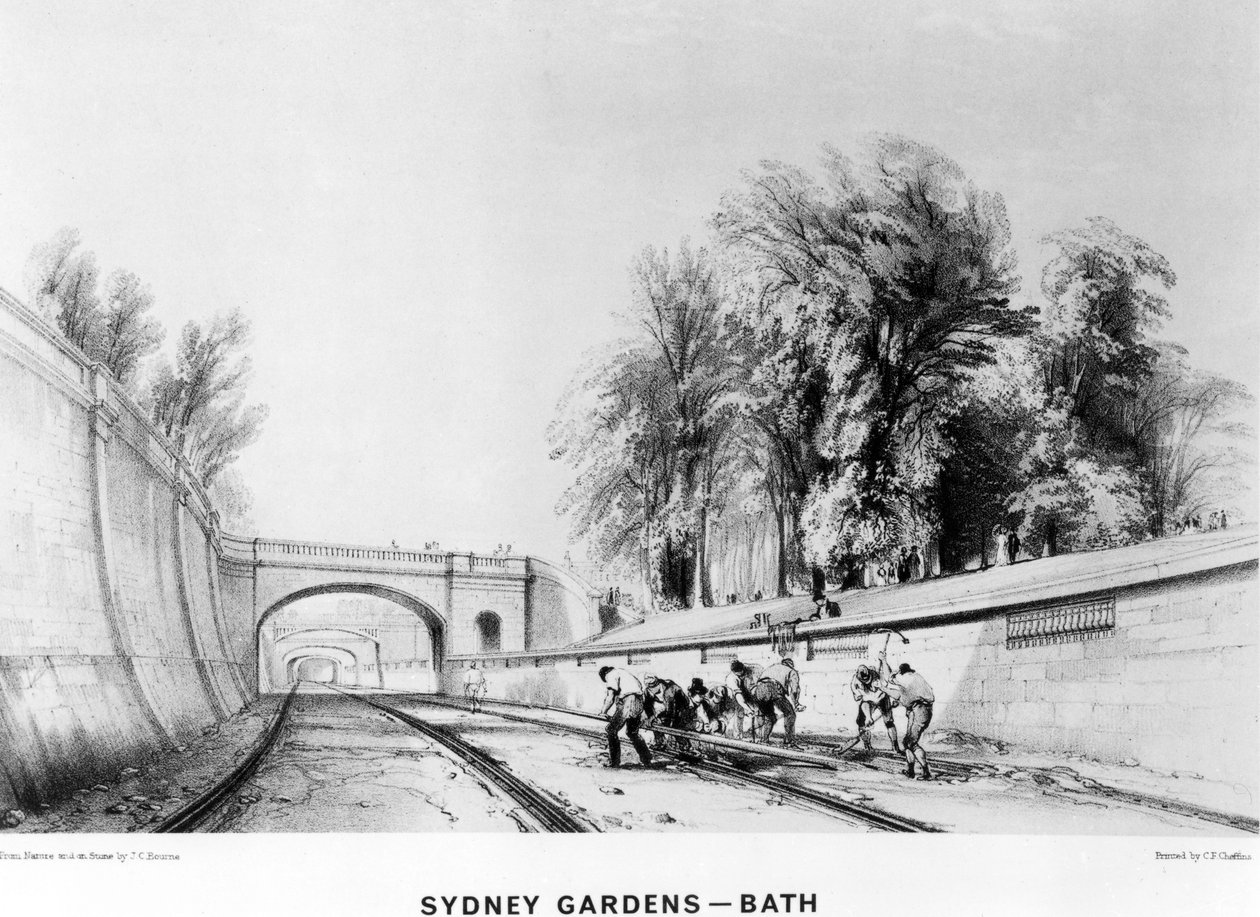 Sydney Gardens, Bath, tryckt av C. F. Cheffins, 1843. av John Cooke Bourne